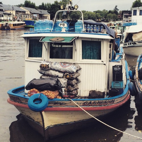 Bote de transporte de carga en El Tigre, Argentina