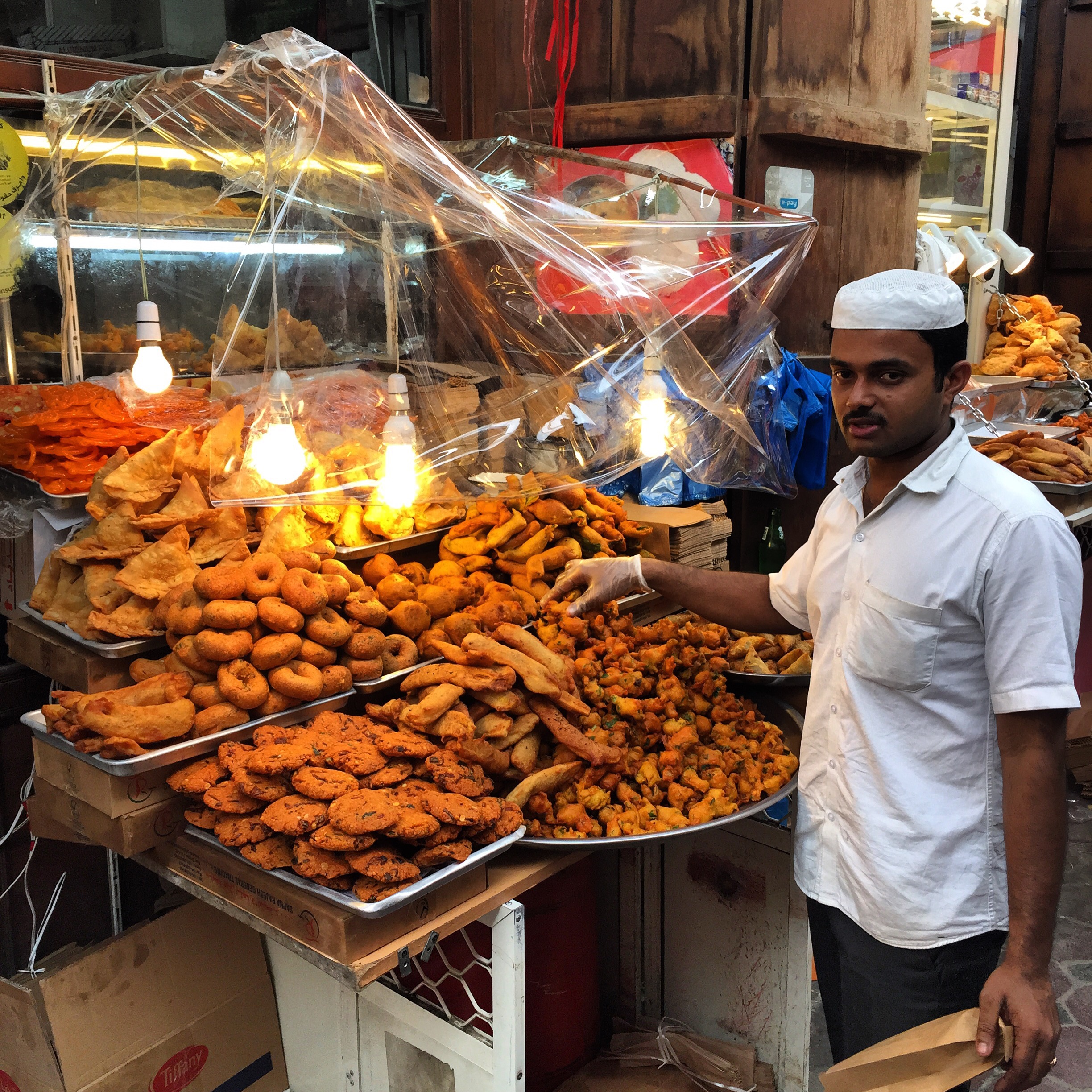 Samosa vendor in Dubai traditional market